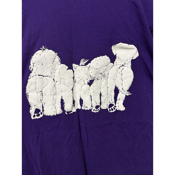 Jerzees Vintage Single Stitch Oversized Night Gown Shirt Dogs Royal Purple OSFA. - Picture 3 of 7